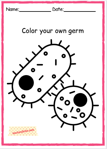 Germs Coloring Sheet Activity Pre-K