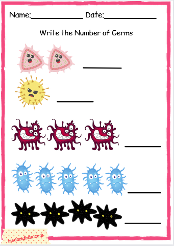 Germs Math Practice Activity Sheet for Pre-K