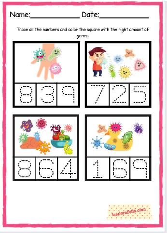 Germs Math Activity Sheet for Pre-K