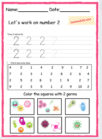 Germs Math Activity Sheet for Pre-K