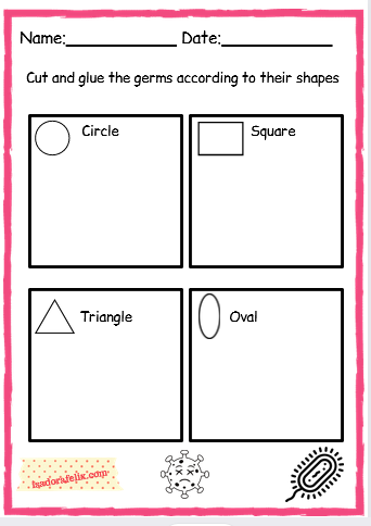 Germs Shapes Activity Sheet for Pre-K